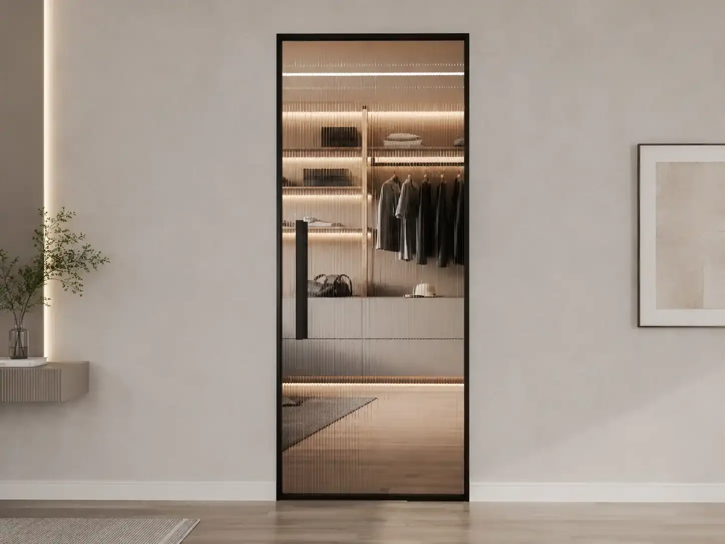 Frame Door System with Integrated Floor Spring